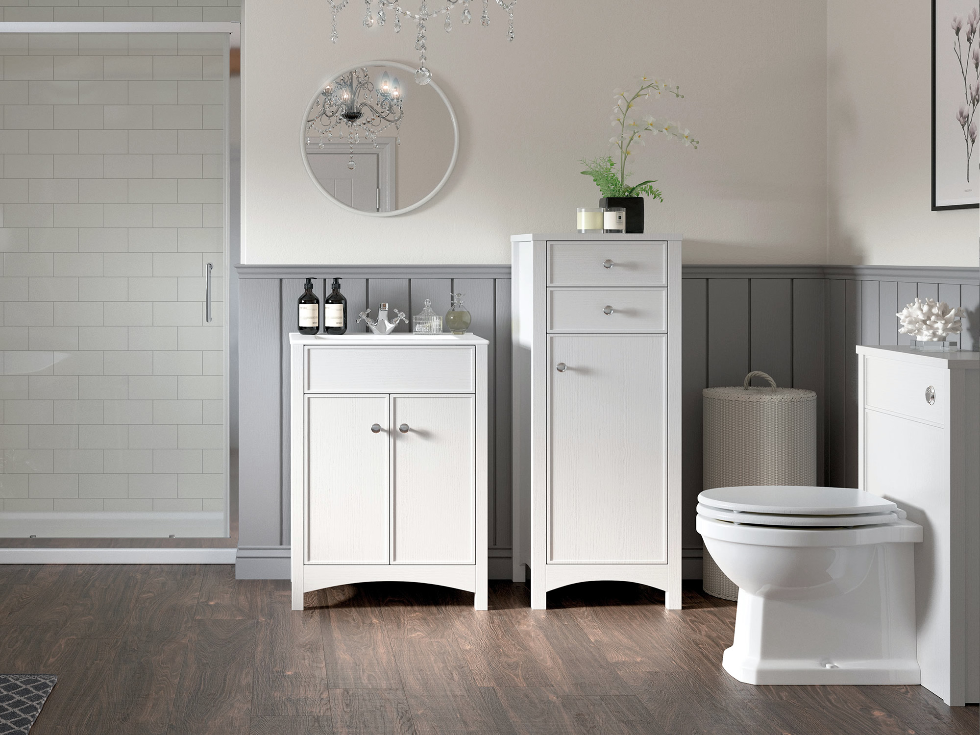 Lucia Satin White Ash Bathroom