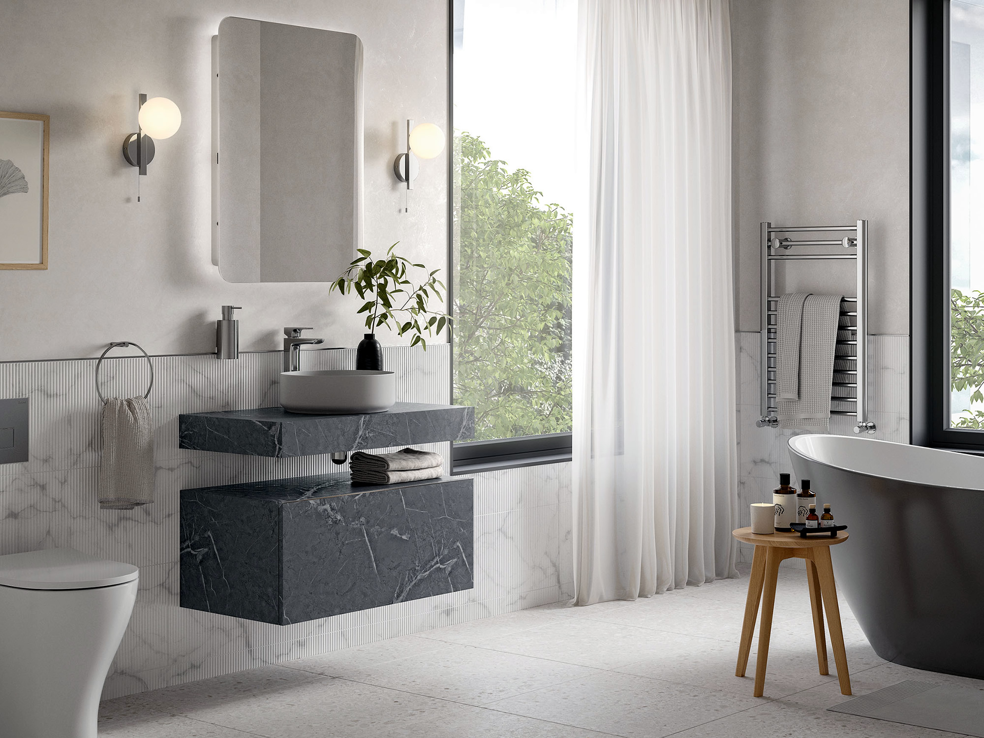 Natural Grey Marble Bathroom