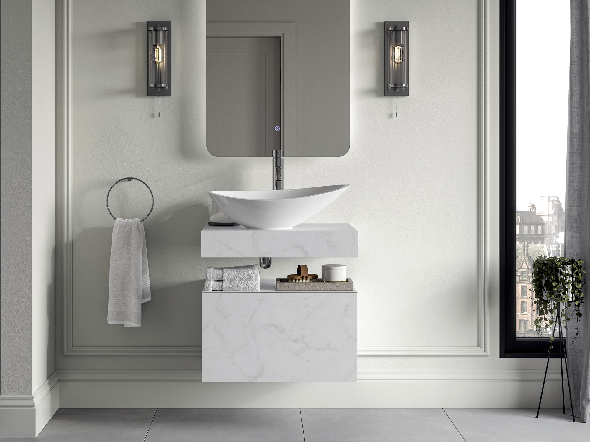 Natural White Marble Bathroom