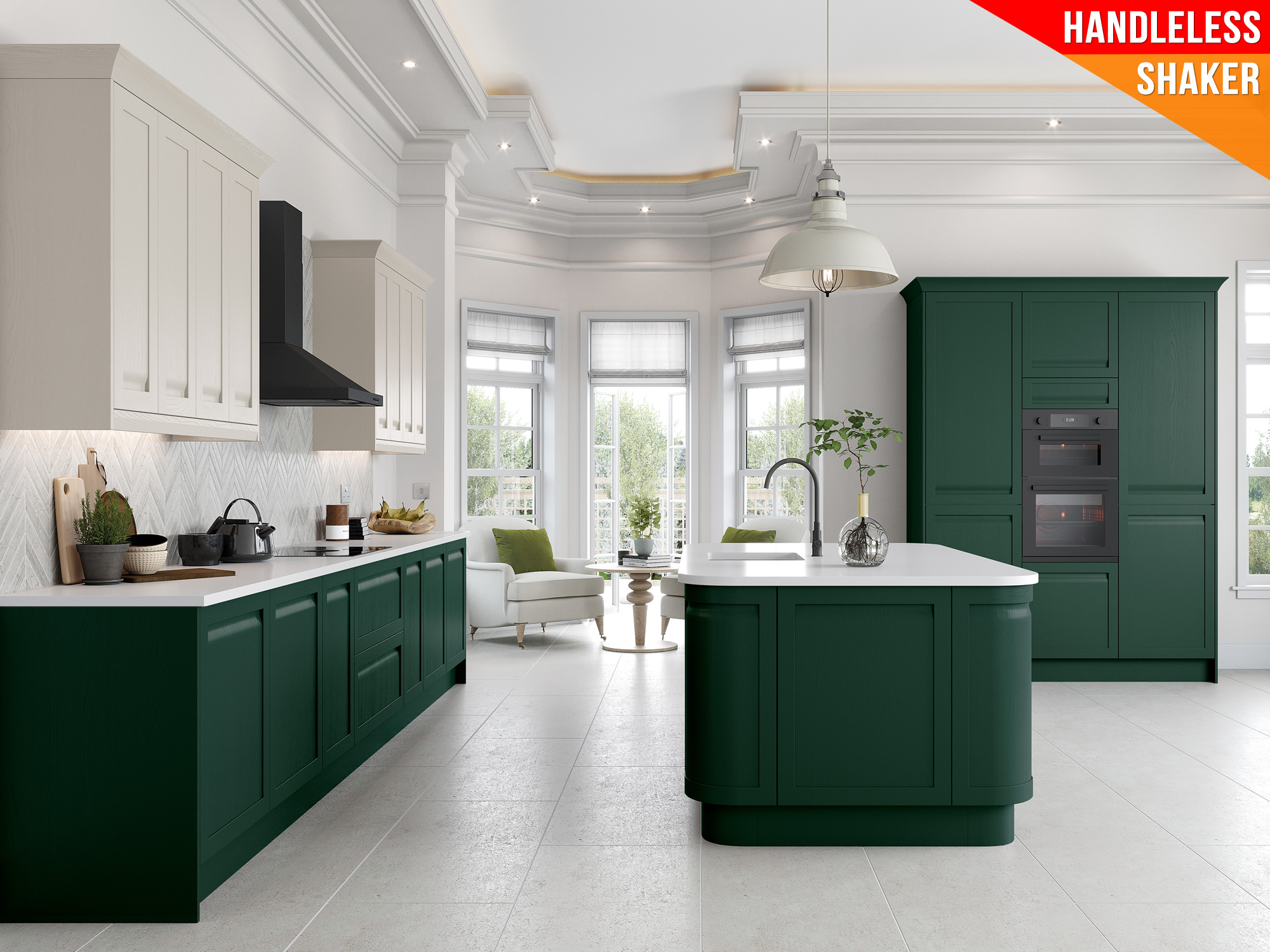 Grantham Chalkstone+Fir Green Kitchen