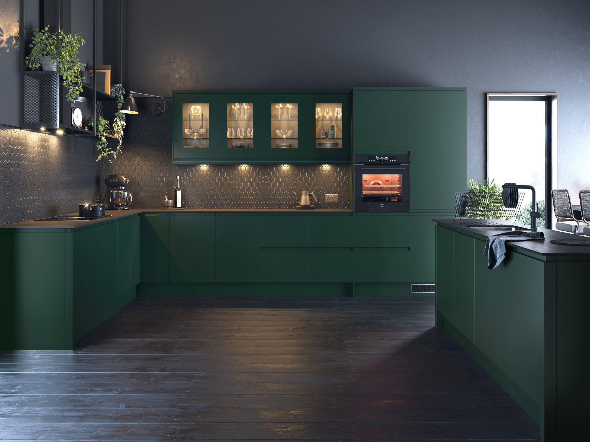 Lucent-M Fir Green Kitchen