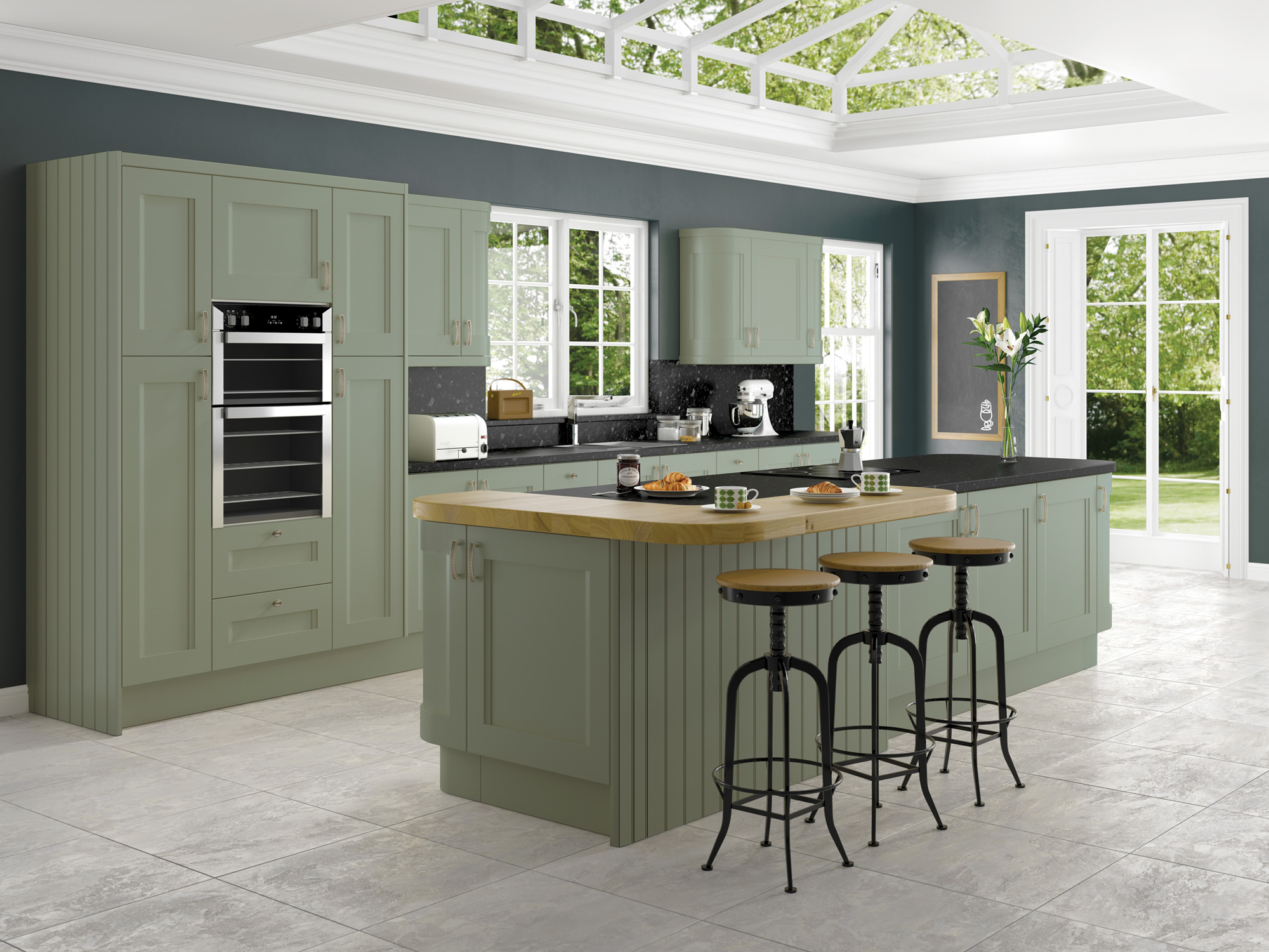 Linear Anthracite Mountain Larch Kitchen