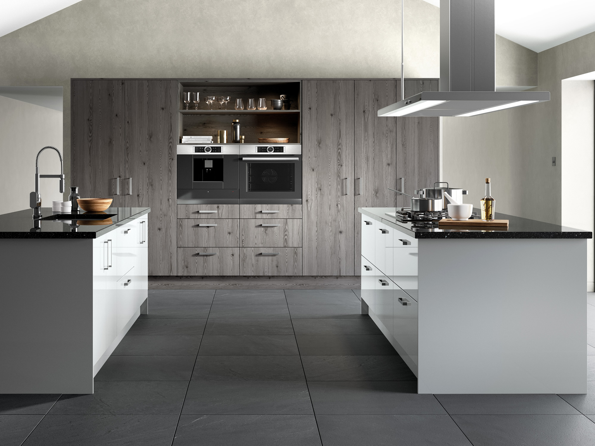 Linear Anthracite Mountain Larch Kitchen