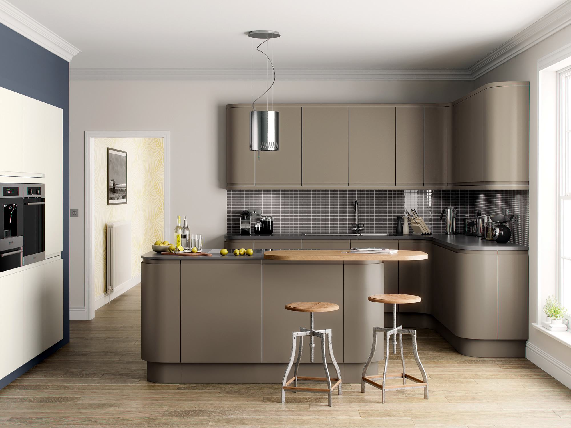 Lucent Brown Grey Painted Kitchen