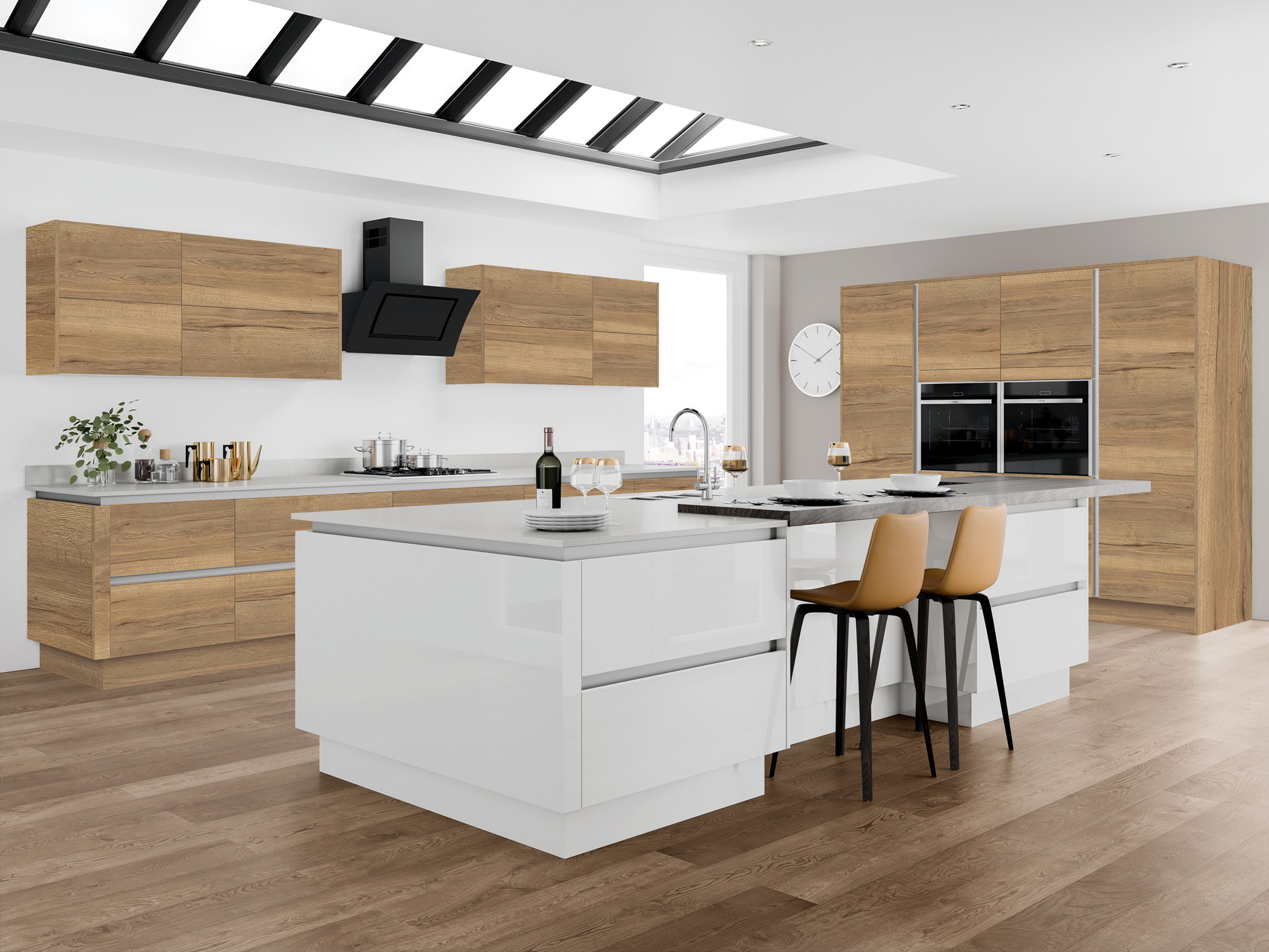 Moderna Halifax Oak+White Kitchen