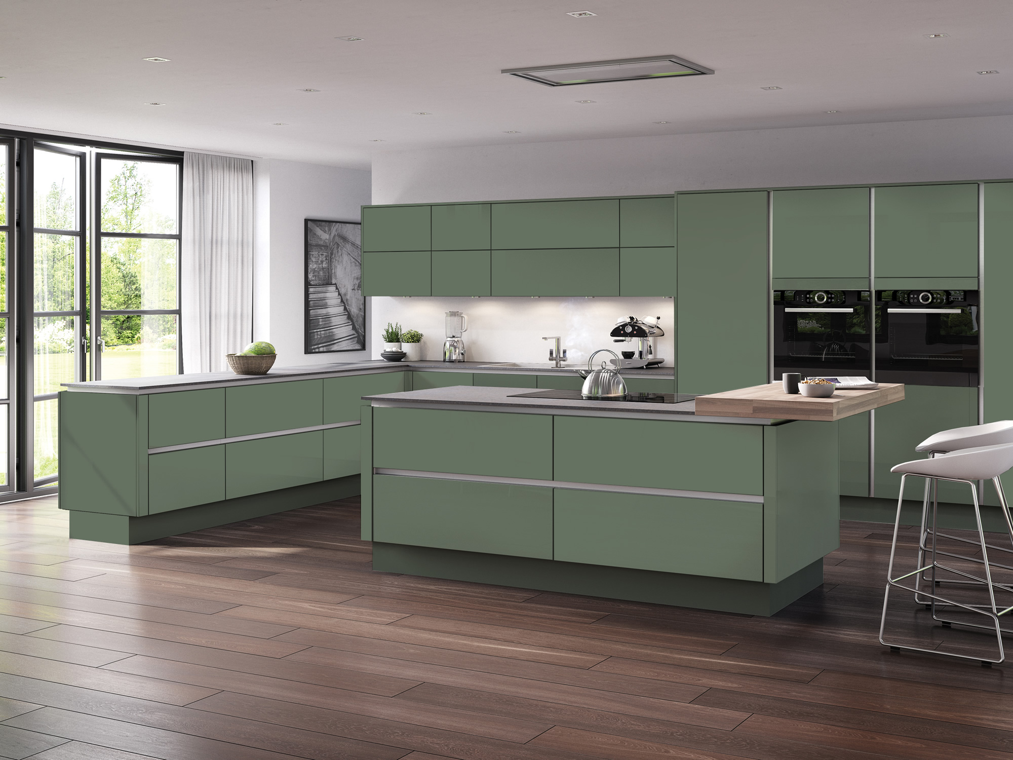 Moderna Matt Reed Green Kitchen