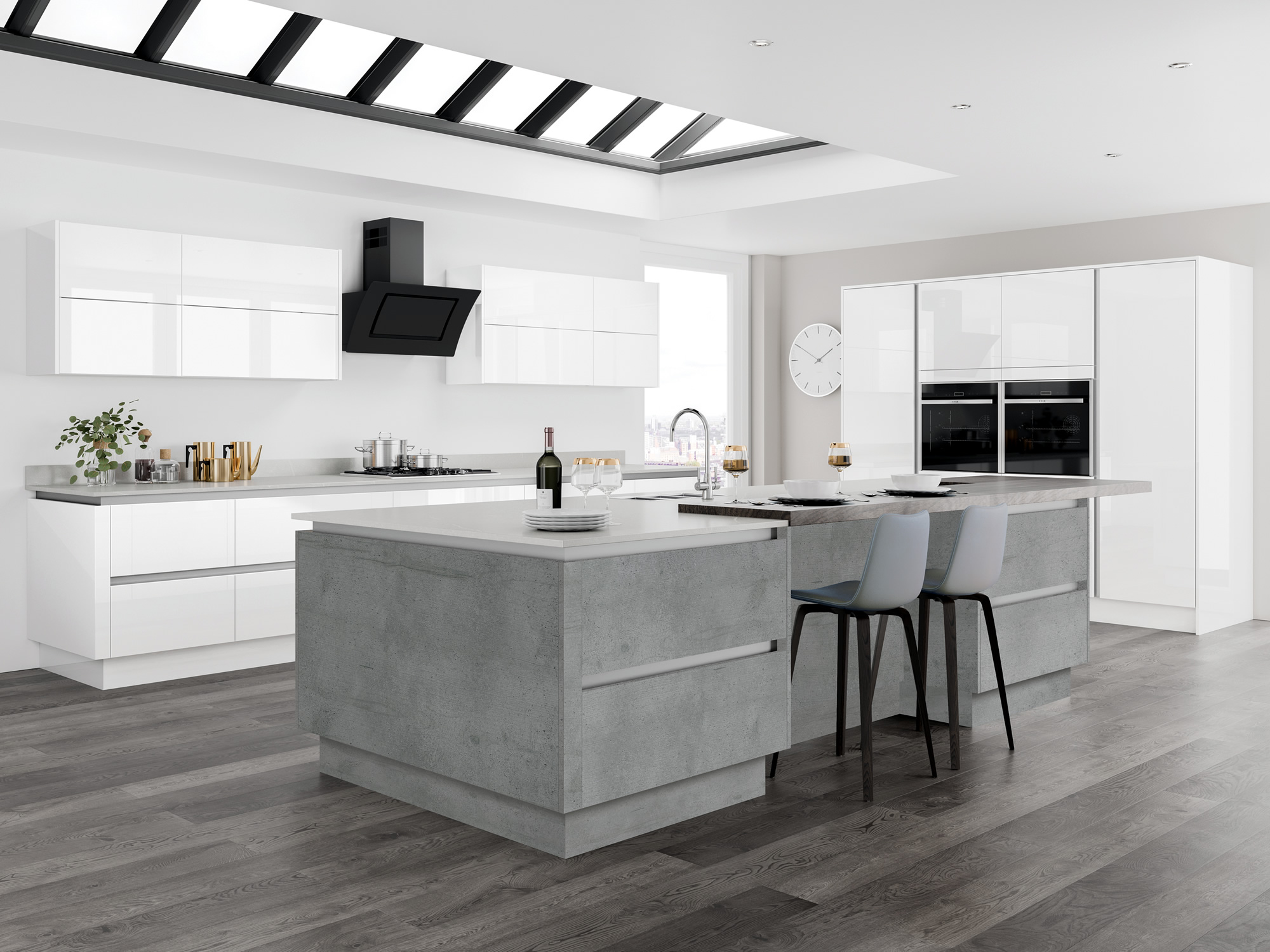 Moderna White+Chicago Concrete Kitchen