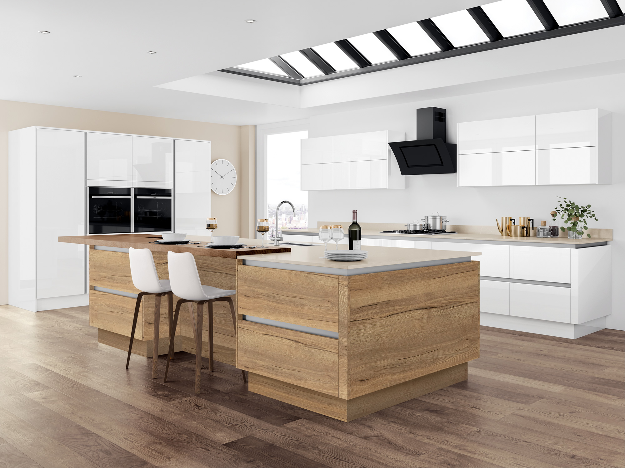 Moderna White+Halifax Oak Kitchen